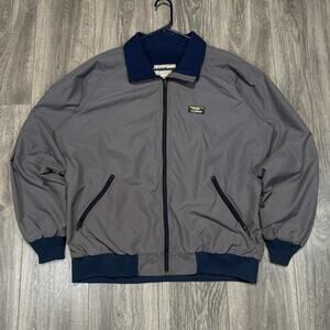 Vintage LL Bean Jacket Mens Sz L Tall Gray Warm Up Fleece Lined Full Zip Outdoor